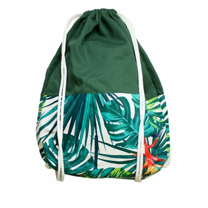 Rucsac ecologic Allbag, verde, 34x10x40 cm, cu snur alb