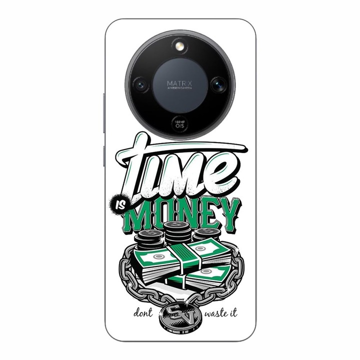 Husa compatibila cu Honor Magic8 Lite Silicon Gel Tpu Model Mesaj Time Is Money