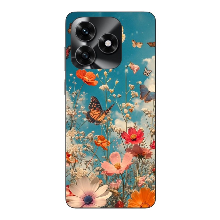 Husa compatibila cu Honor X5c Plus Silicon Gel Tpu Model Flori si Fluturi