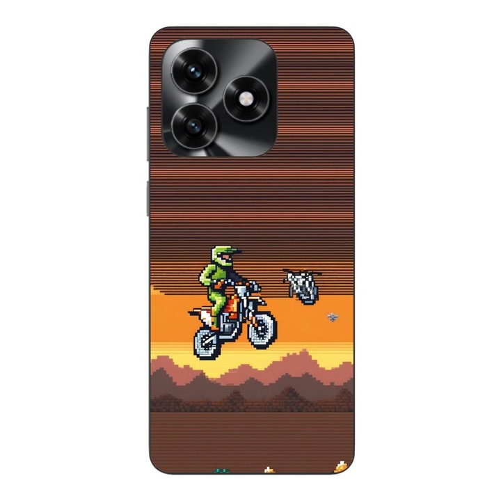 Husa compatibila cu Honor X5c Plus Silicon Gel Tpu Model Pixel Art Motorcross