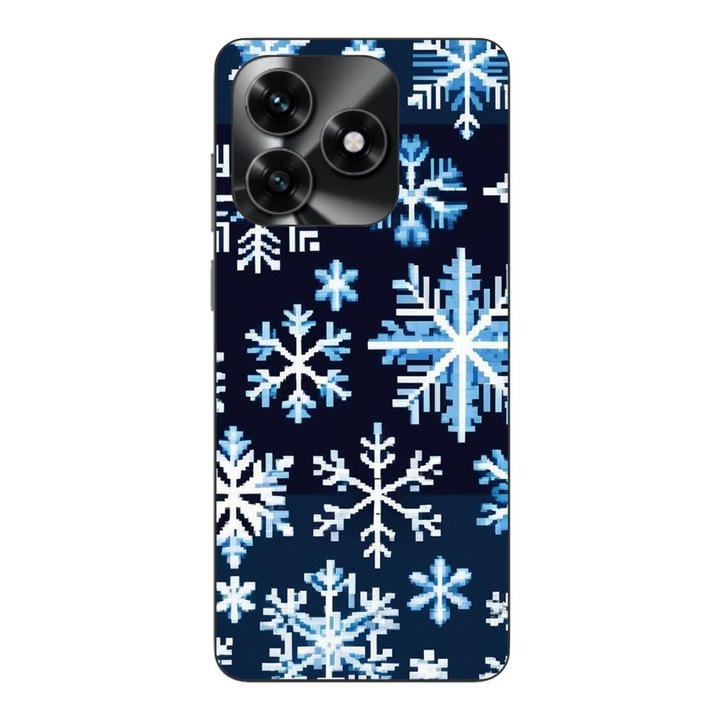 Husa compatibila cu Honor X5c Plus Silicon Gel Tpu Model Pixel Art Snowflakes