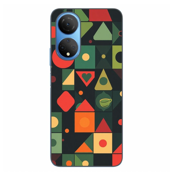 Husa compatibila cu Honor X7 Silicon Gel Tpu Model Retro Shapes