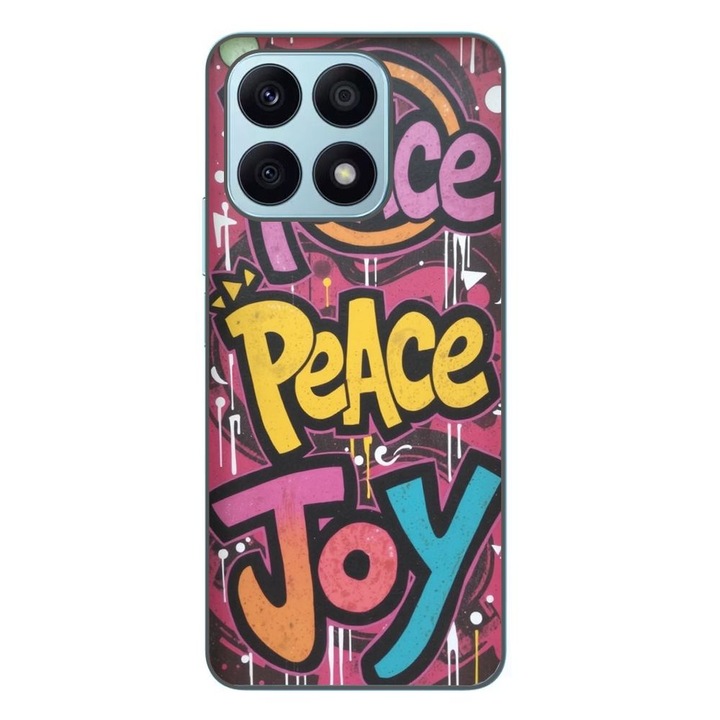 Husa compatibila cu Honor X8a Silicon Gel Tpu Model Peace and Joy Graffiti