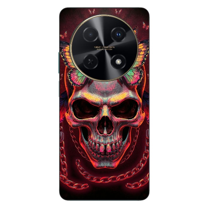 Husa compatibila cu Huawei Nova 12i Silicon Gel Tpu Model Holographic Skull with butterflies