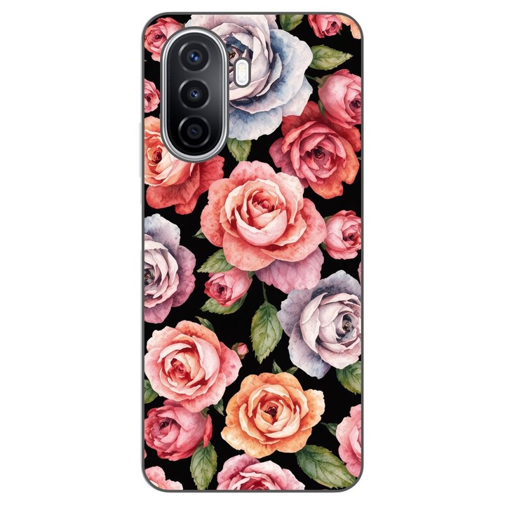 Husa compatibila cu Huawei Nova Y70 Silicon Gel Tpu Model Colorfull Roses Pattern