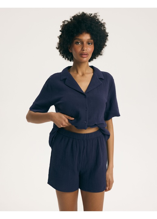 Pantaloni de pijama scurti dama Garden Esotiq, Bleumarin