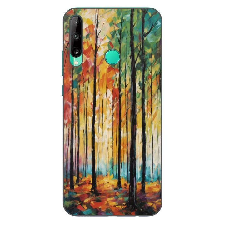 Husa compatibila cu Huawei P40 Lite E Silicon Gel Tpu Model Colored Forest Art