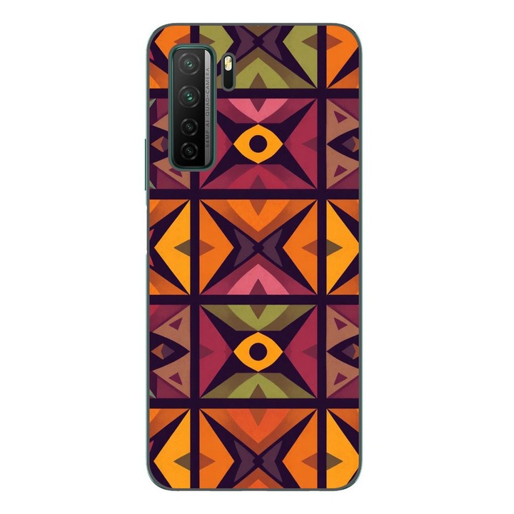 Husa compatibila cu Huawei P40 Lite 5G Silicon Gel Tpu Model Tribal Retro Shapes