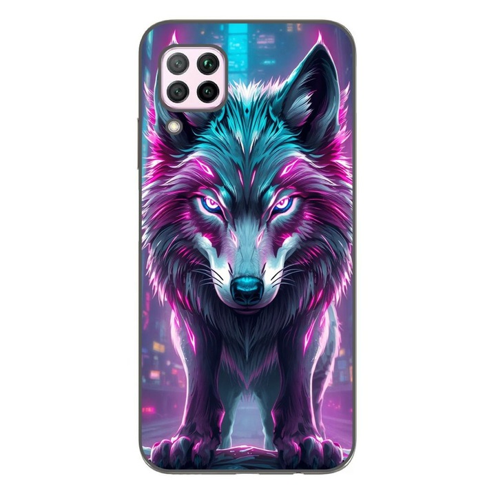 Husa compatibila cu Huawei P40 Lite Silicon Gel Tpu Model Cyberpunk Wolf