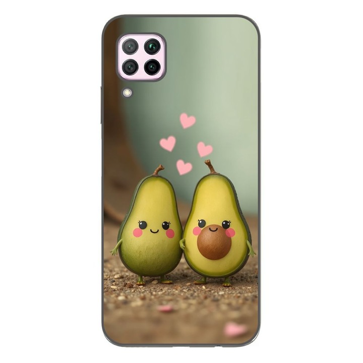 Husa compatibila cu Huawei P40 Lite Silicon Gel Tpu Model Kawaii Avocados in Love