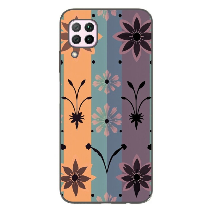 Husa compatibila cu Huawei P40 Lite Silicon Gel Tpu Model Vintage Decal Flower