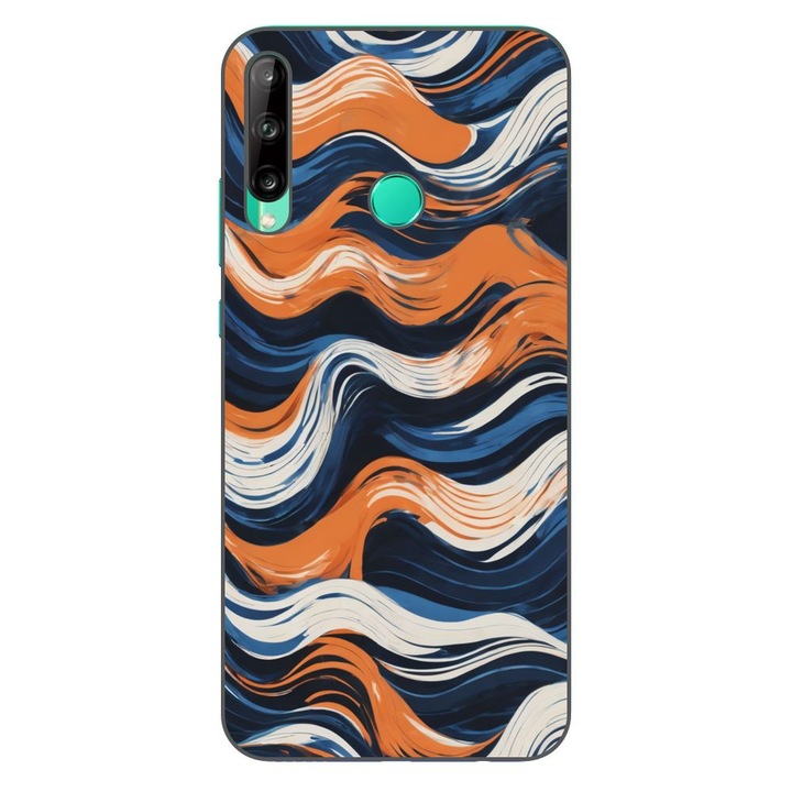 Husa compatibila cu Huawei P40 Lite E Silicon Gel Tpu Model Abstract Crazy Orange Waves