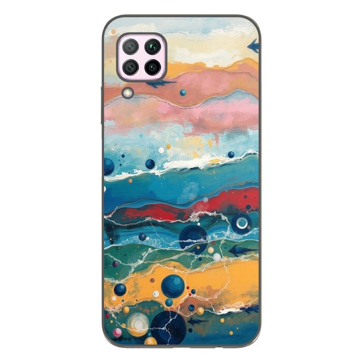 Husa compatibila cu Huawei P40 Lite Silicon Gel Tpu Model Painted Waterworld