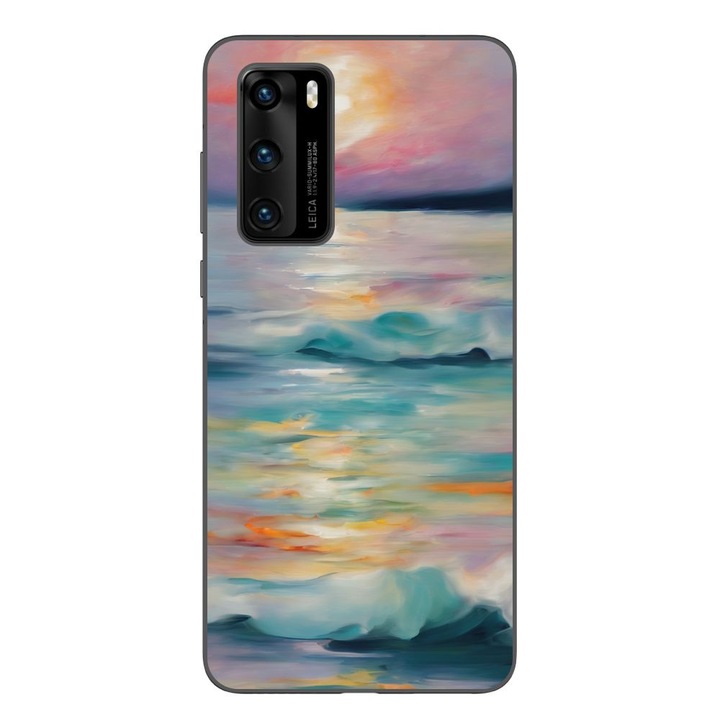 Husa compatibila cu Huawei P40 Silicon Gel Tpu Model Watercolor Sea View