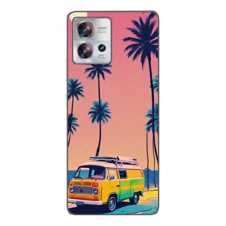 Husa compatibila cu Motorola Edge 30 Fusion Silicon Gel Tpu Model Summer Vibes Camper and Palms Pop Art