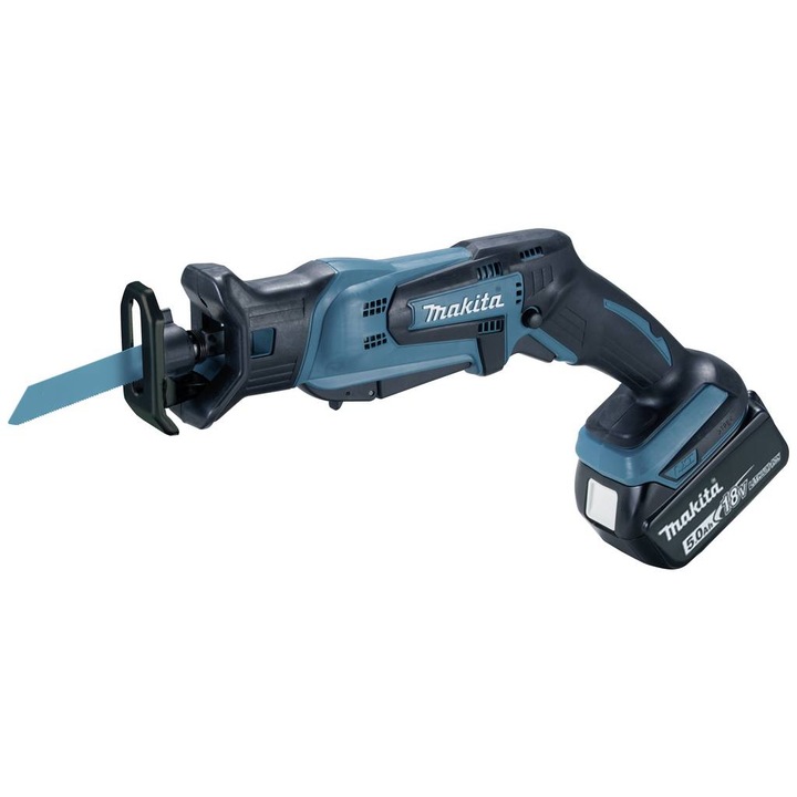 Ferăstrău electric Makita DJR183RT1J, 18V, 5Ah, 3000 lovituri/min, LED, 1.73kg