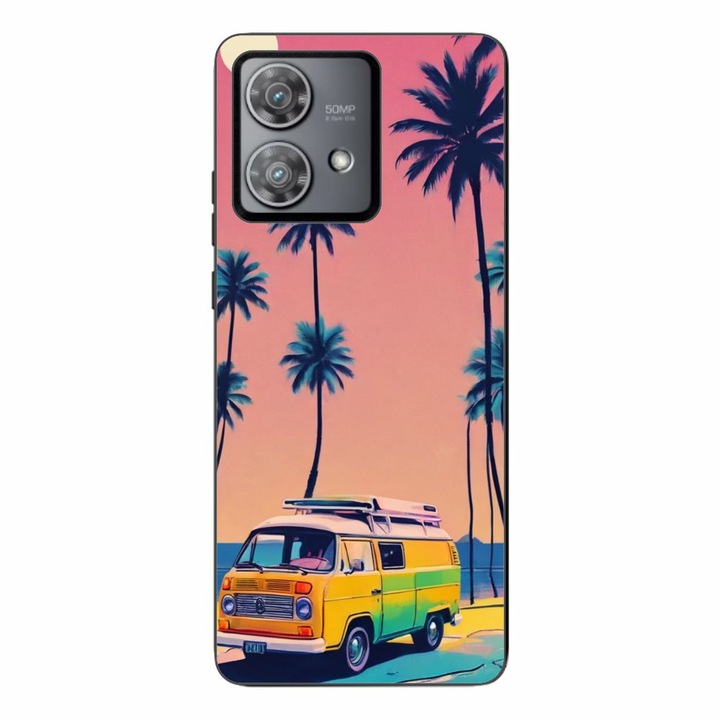 Husa compatibila cu Motorola Edge 40 Neo Silicon Gel Tpu Model Summer Vibes Camper and Palms Pop Art
