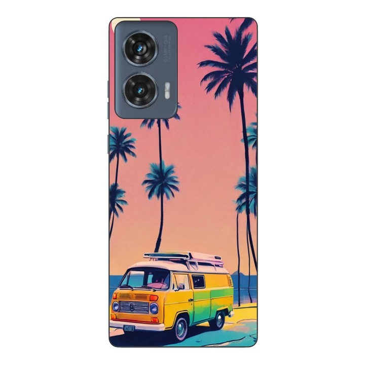 Husa compatibila cu Motorola Edge 50 Fusion Silicon Gel Tpu Model Summer Vibes Camper and Palms Pop Art