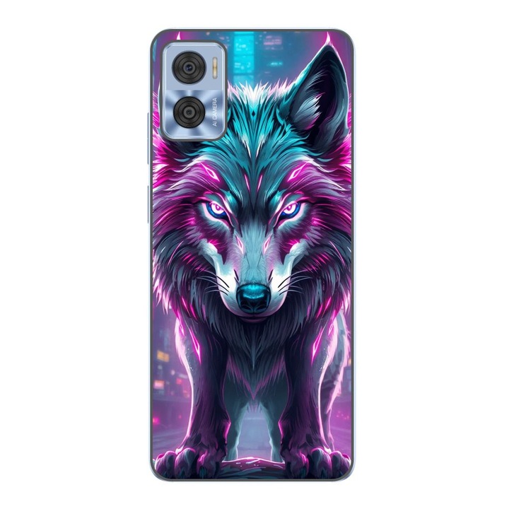 Husa compatibila cu Motorola Moto E22, E22i Silicon Gel Tpu Model Cyberpunk Wolf