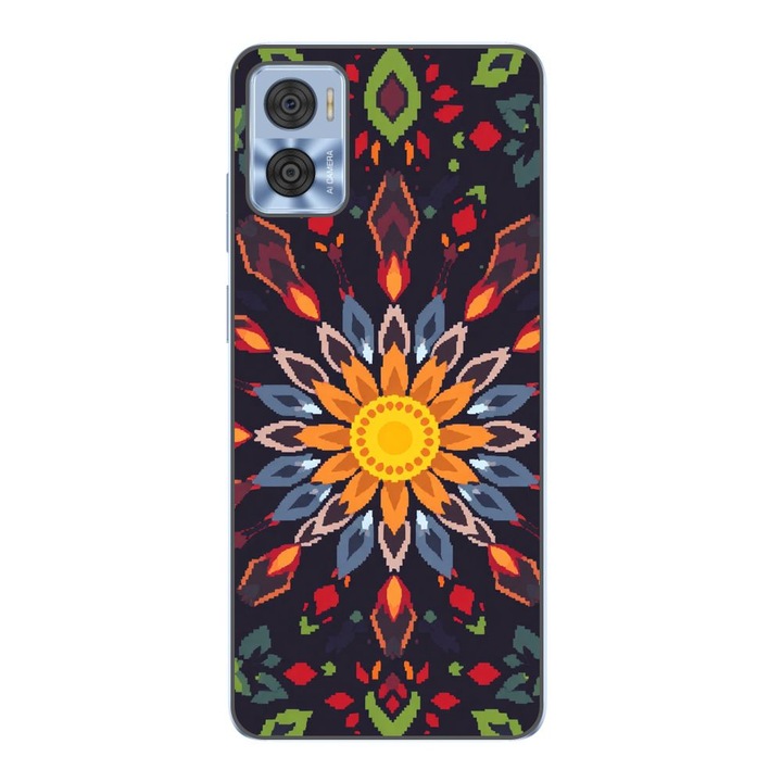 Husa compatibila cu Motorola Moto E22, E22i Silicon Gel Tpu Model Pixel Art Sun Mistery