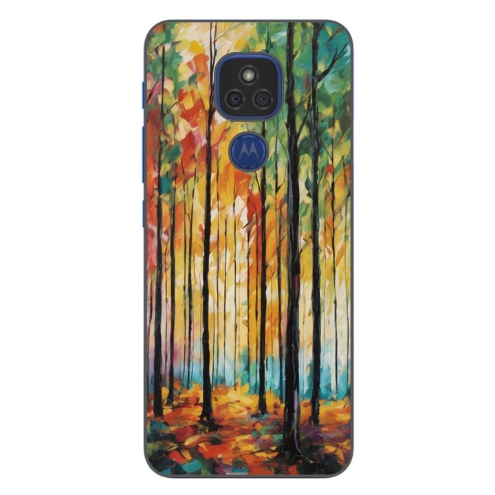 Husa compatibila cu Motorola Moto E7 Plus Silicon Gel Tpu Model Colored Forest Art