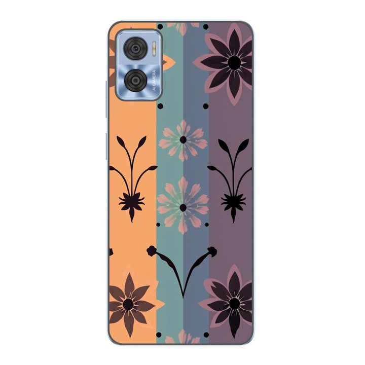 Husa compatibila cu Motorola Moto E22, E22i Silicon Gel Tpu Model Vintage Decal Flower