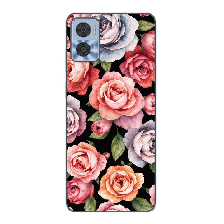 Husa compatibila cu Motorola Moto E22, E22i Silicon Gel Tpu Model Colorfull Roses Pattern