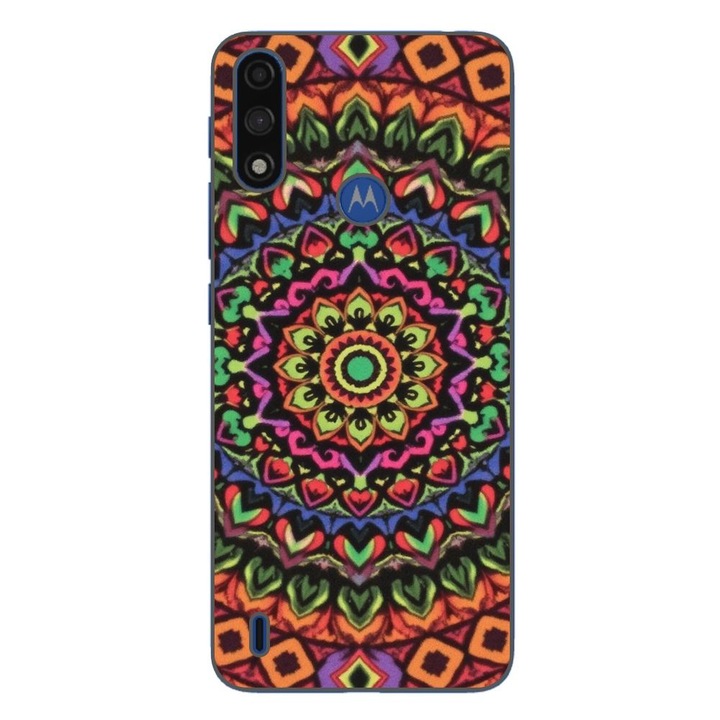 Husa compatibila cu Motorola Moto E7 Power Silicon Gel Tpu Model Colorfull Mandala Orange Power