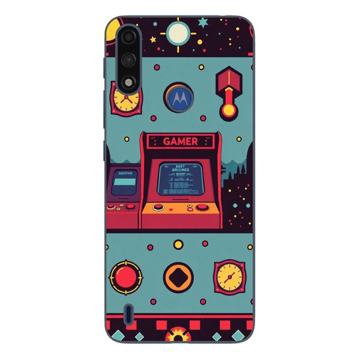 Husa compatibila cu Motorola Moto E7 Power Silicon Gel Tpu Model Gamer Arcade Room