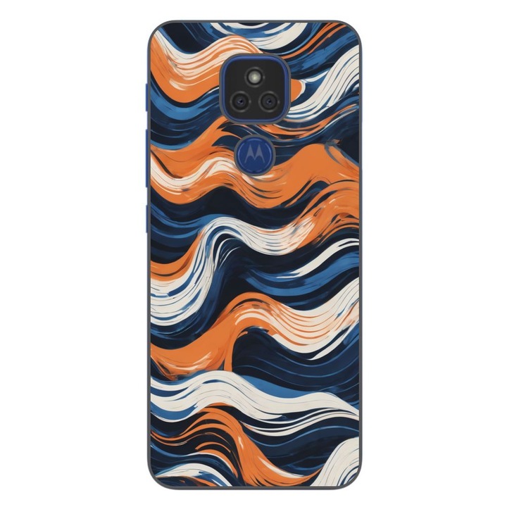 Husa compatibila cu Motorola Moto G9 Play Silicon Gel Tpu Model Abstract Crazy Orange Waves