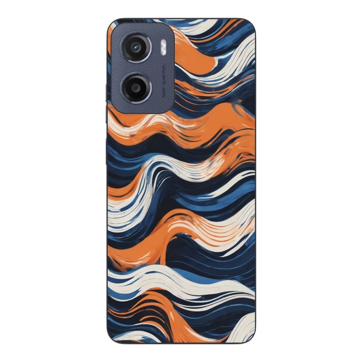 Husa compatibila cu Motorola Moto G05 Silicon Gel Tpu Model Abstract Crazy Orange Waves
