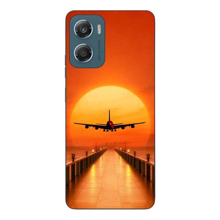 Husa compatibila cu Motorola Moto G06 Silicon Gel Tpu Model Airplane Sunset