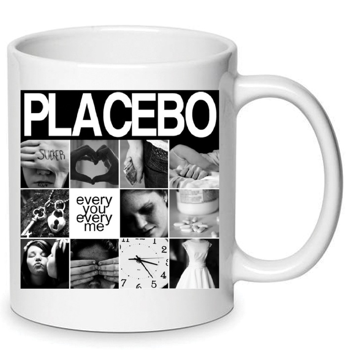 Cana ceramica 330ml, design alb, ergonomic, pentru cafea si ceai, set pentru fani muzica