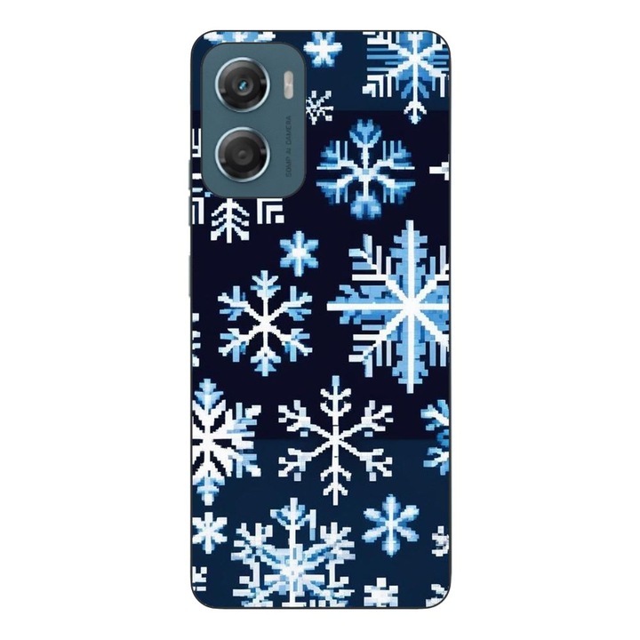 Husa compatibila cu Motorola Moto G06 Silicon Gel Tpu Model Pixel Art Snowflakes
