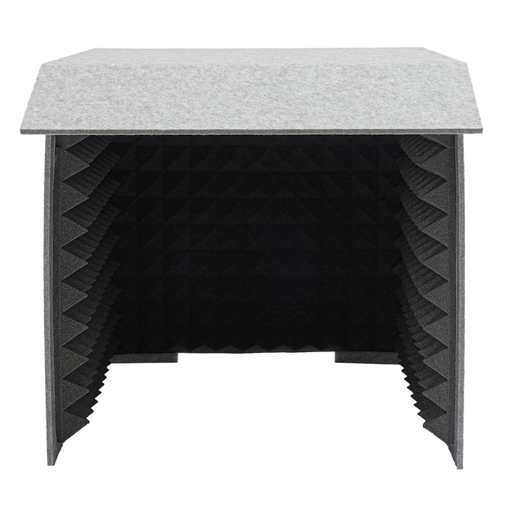 Cabina portabilă pentru microfon, neagră, 60x60x60 cm, panouri de 12 mm, spumă de 50 mm
