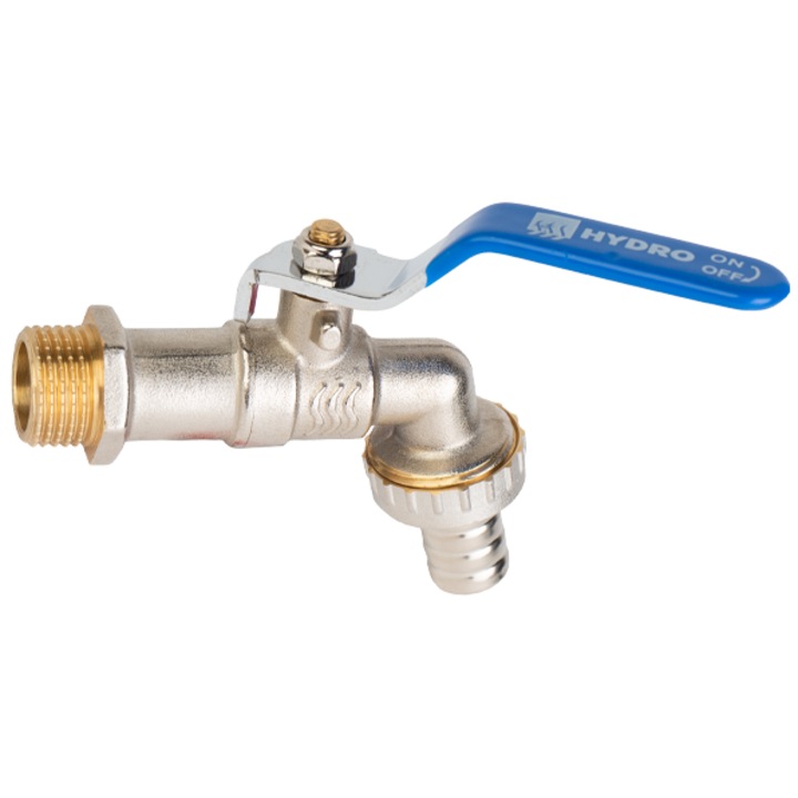 Robinet cu bila, Hydrostab, dublu serviciu, alamă, nichel, 1/2" x 3/4"