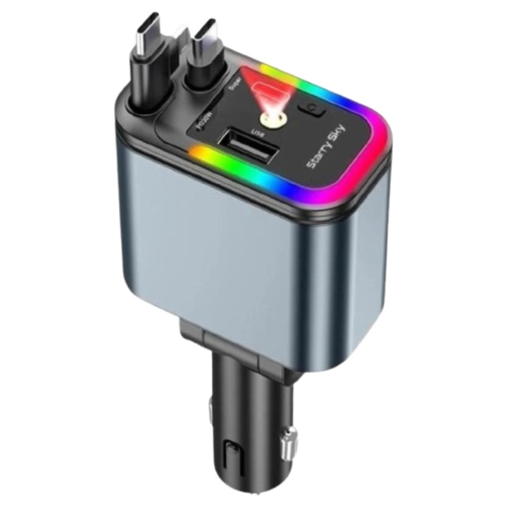 Incarcator Auto Premium 4-in-1 – Incarcare Rapida 66W, Design Retractabil