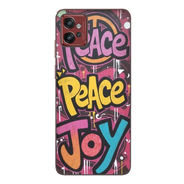Husa compatibila cu Motorola Moto G32 Silicon Gel Tpu Model Peace and Joy Graffiti