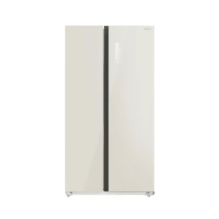 Frigider side by side No Frost CREATE, Studio, capacitate 550 litri, H 177 cm, congelator 198 litri, Tehnologie Inverter, temperatura reglabila, 4 rafturi din sticla, 4 compartimente pe usa, sistem Care, functie Multi Air Flow, crem