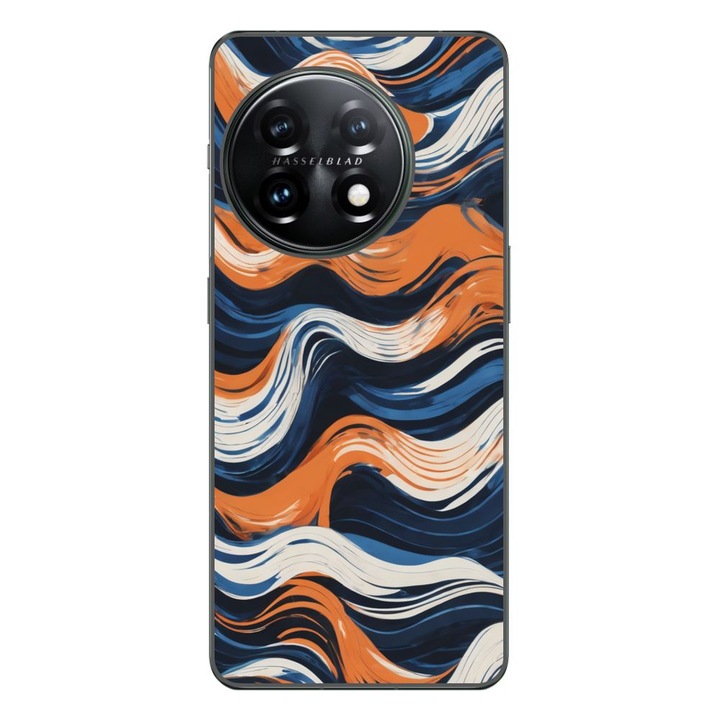 Husa compatibila cu OnePlus 12R Silicon Gel Tpu Model Abstract Crazy Orange Waves