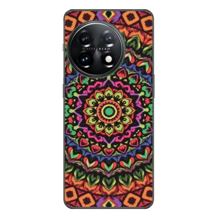 Husa compatibila cu OnePlus 12R Silicon Gel Tpu Model Colorfull Mandala Orange Power