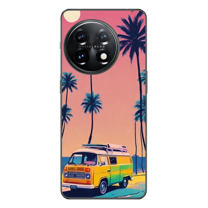 Husa compatibila cu OnePlus 11 Silicon Gel Tpu Model Summer Vibes Camper and Palms Pop Art