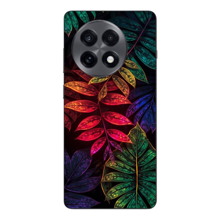 Husa compatibila cu OnePlus 13R Silicon Gel Tpu Model Minmal Neon Leaves Pattern