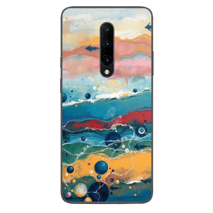 Husa compatibila cu OnePlus 7 Pro Silicon Gel Tpu Model Painted Waterworld