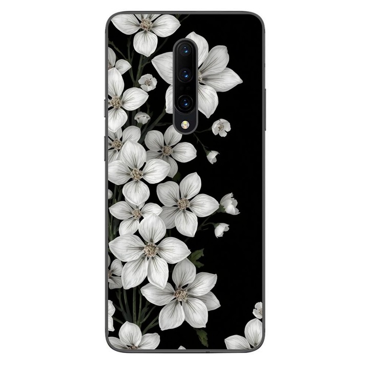 Husa compatibila cu OnePlus 7 Pro Silicon Gel Tpu Model Pure White Flowers