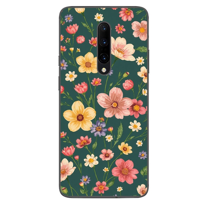 Husa compatibila cu OnePlus 7 Pro Silicon Gel Tpu Model Vintage Spring Flowers