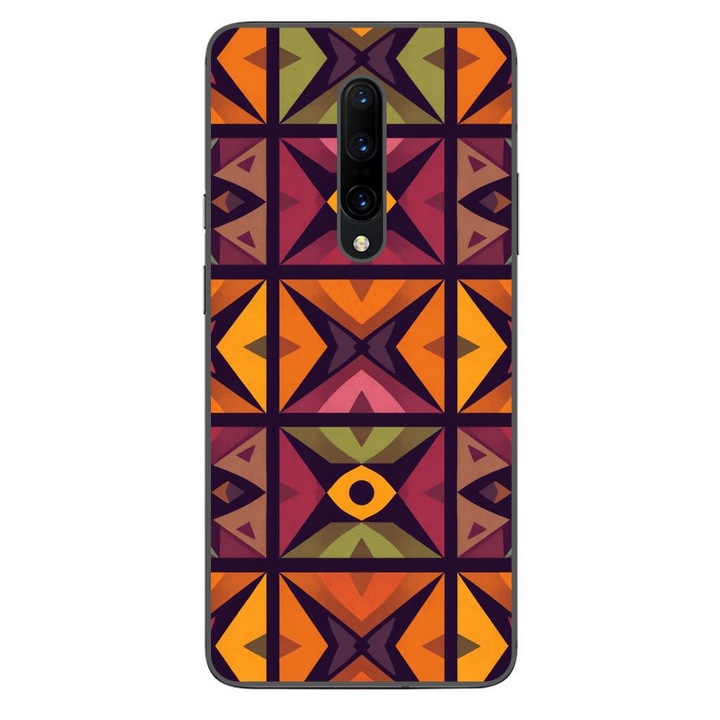 Husa compatibila cu OnePlus 7 Pro Silicon Gel Tpu Model Tribal Retro Shapes