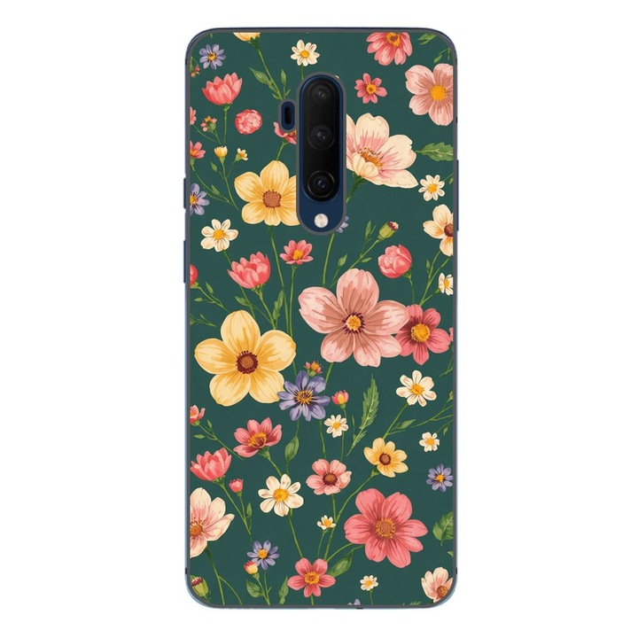 Husa compatibila cu OnePlus 7T Pro Silicon Gel Tpu Model Vintage Spring Flowers