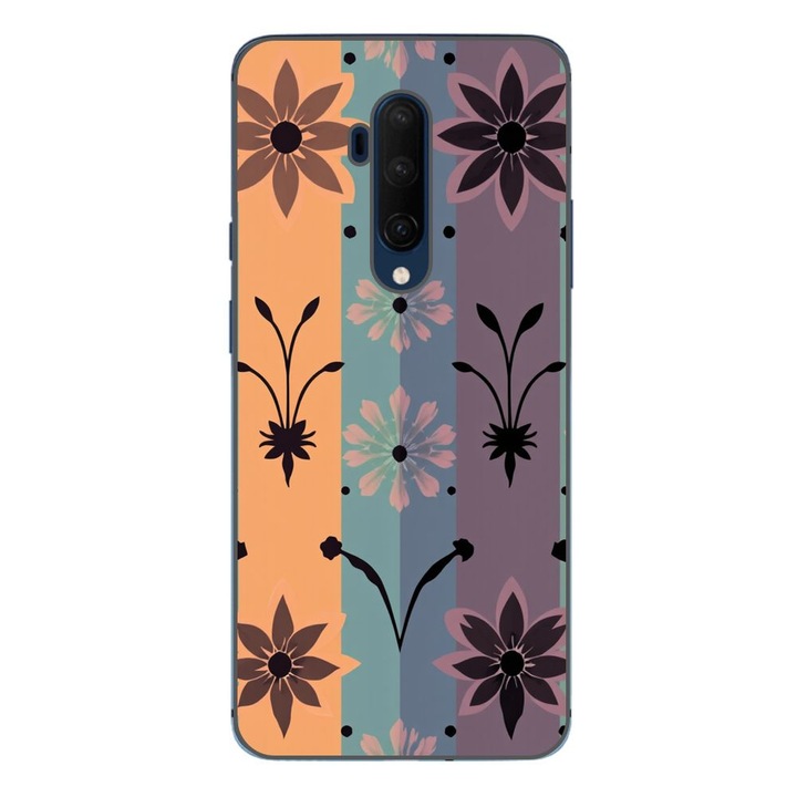 Husa compatibila cu OnePlus 7T Pro Silicon Gel Tpu Model Vintage Decal Flower