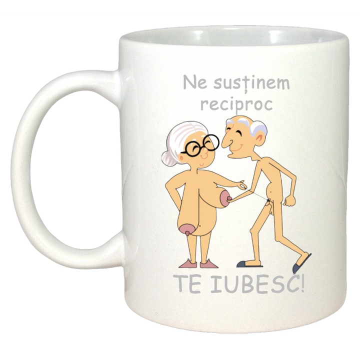 Cana Ne Sustinem Reciproc Pensionari Te Iubesc, Cadou, Sarbatori, Cri-Flo, Culoare Alb, 330 ml